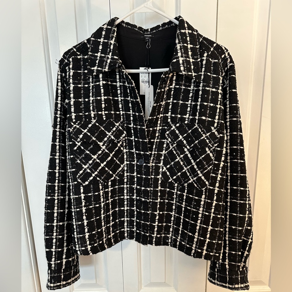 NWT💕 EXPRESS TWEED SEQUIN BOMBER JACKET -XL-